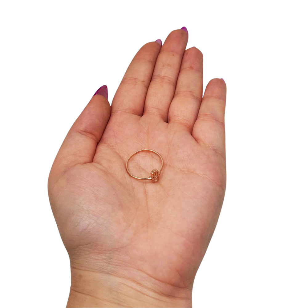 Hamsa Evil Eye Minimalist Ring with Diamonds in 14K Rose Gold