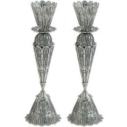 Large Filigree Lace Silver Candle Holders