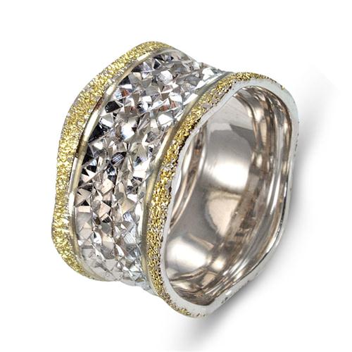 14k White Gold Faceted Wedding Ring