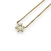 Star of David Linked Necklace in 14K Gold - Petite