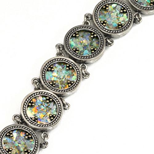Sterling Silver Roman Glass Bracelet