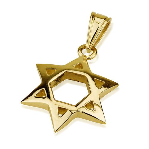 Domed 14k Gold Star of David Pendant in a Shiny Finish
