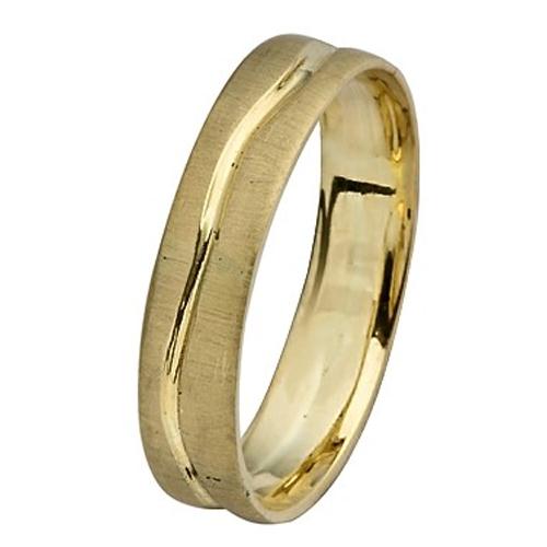 14K Gold Wave Wedding Ring - Brushed Finish
