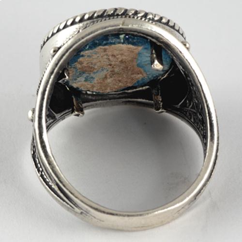 Silver Roman Glass Rope Frame Ring