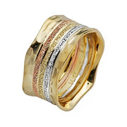 Tri-Color Gold Wedding Ring 14k