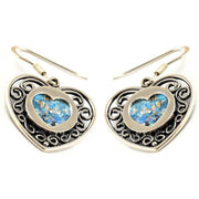 Silver Heart Shape Roman Glass Earrings