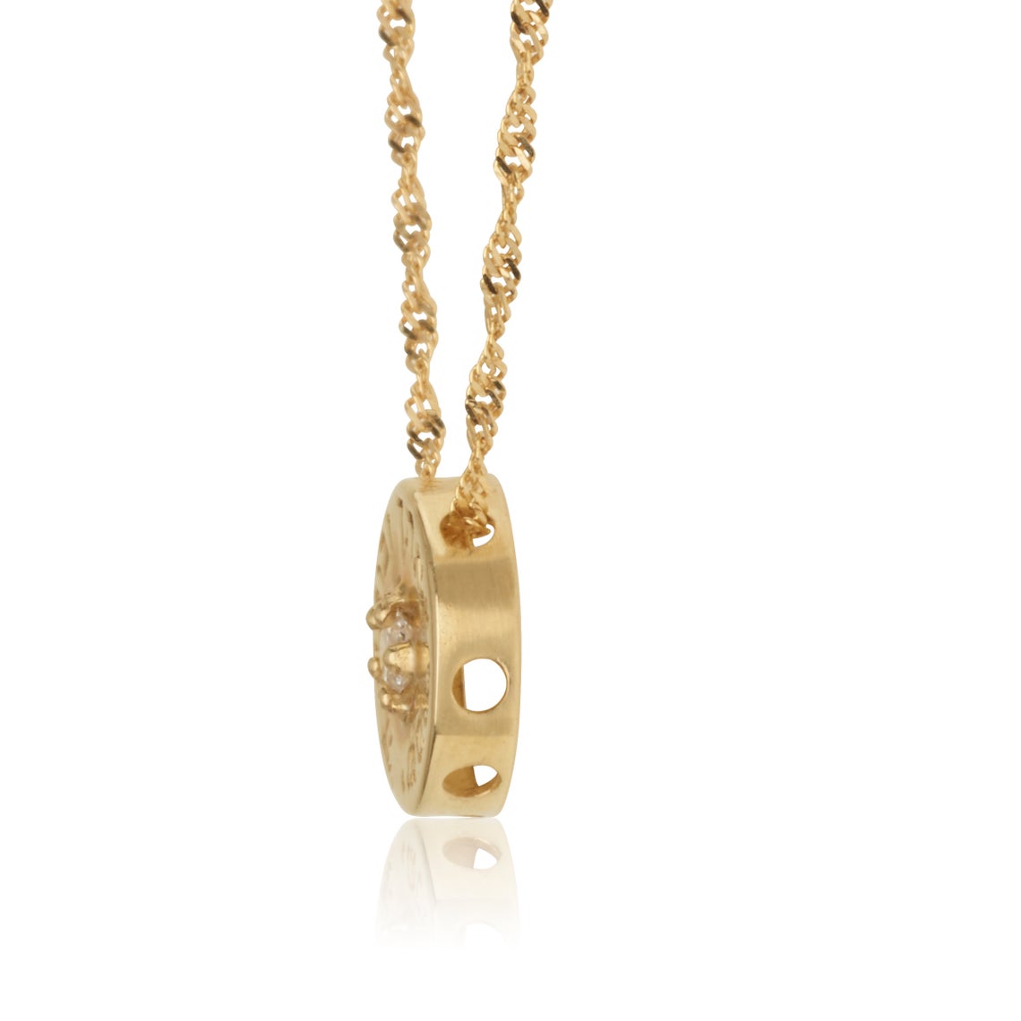 14K Yellow Gold Priestly Blessing Kabbalah Protection Pendant Necklace with Diamond