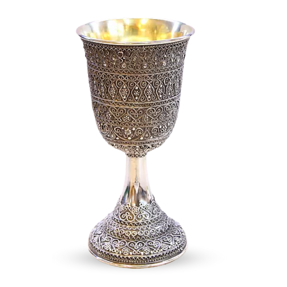Sterling Silver Kiddush Cup in Full Filigree