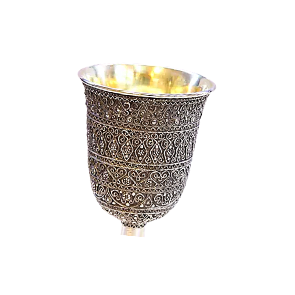 Sterling Silver Kiddush Cup in Full Filigree