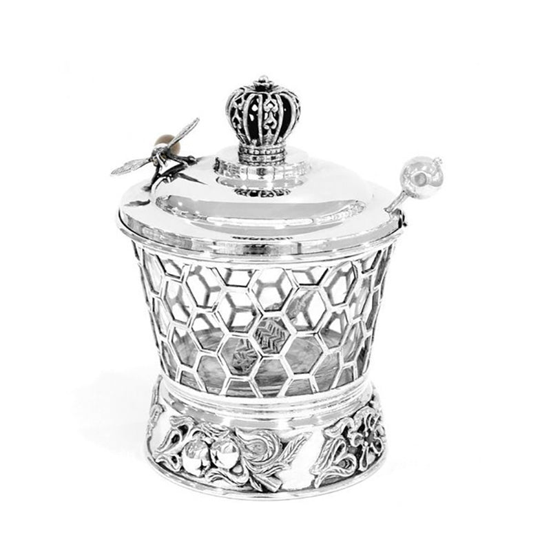 Sterling Silver Crown Beehive Honey Dish