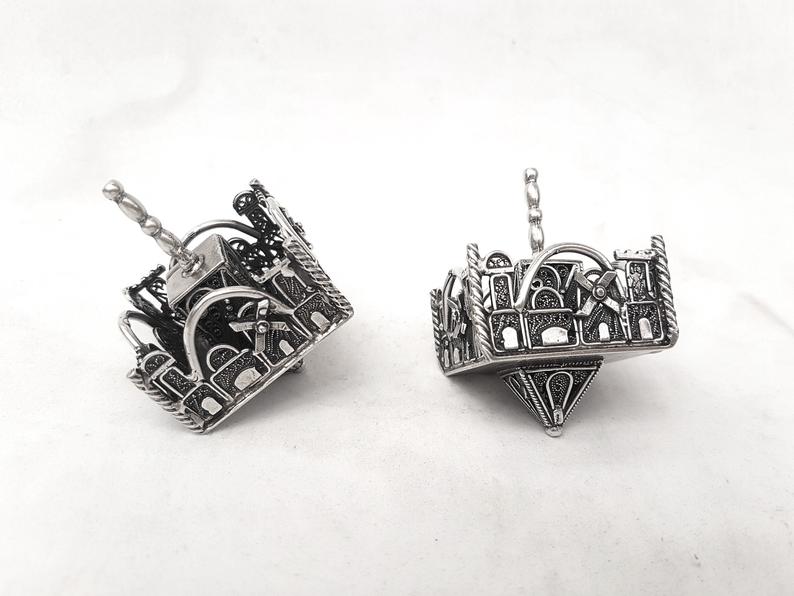 Sterling Silver Jerusalem Dreidel with Filigree Art