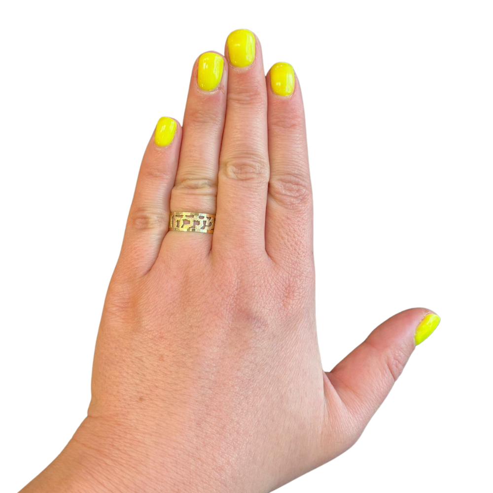 14k Gold Brushed Cutout Elegant Jewish Wedding Ring