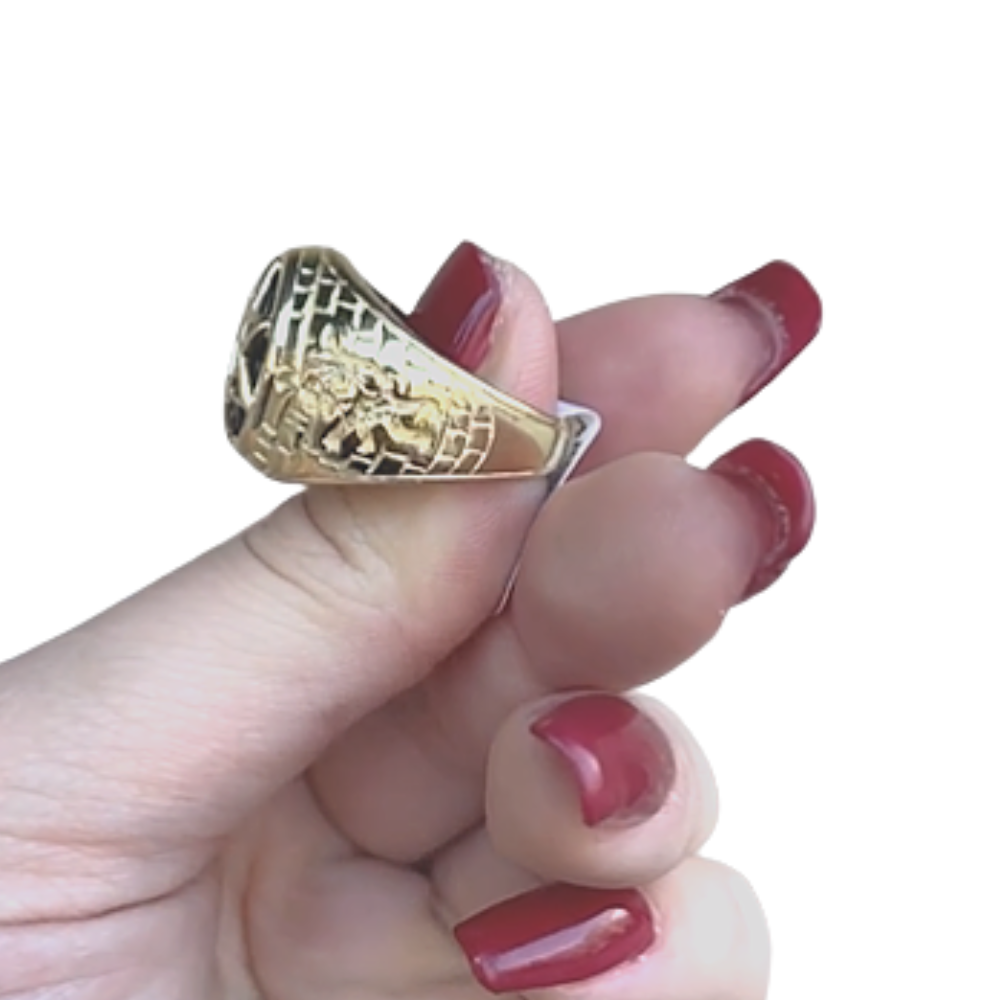 Star of David Signet Ring - 14k Yellow Gold with Black Onyx Stone