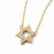 Diamond Star of David Necklace in 14K Gold - 10 mm