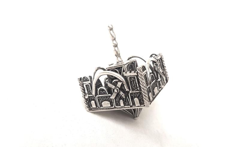 Sterling Silver Jerusalem Dreidel with Filigree Art