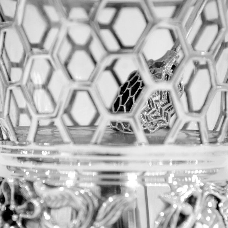 Sterling Silver Crown Beehive Honey Dish