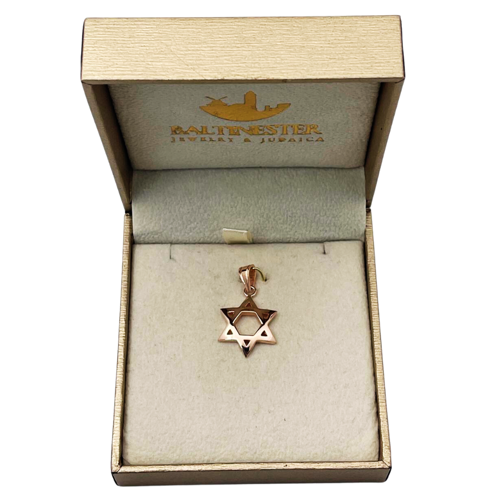 Domed 14k Gold Star of David Pendant in a Shiny Finish