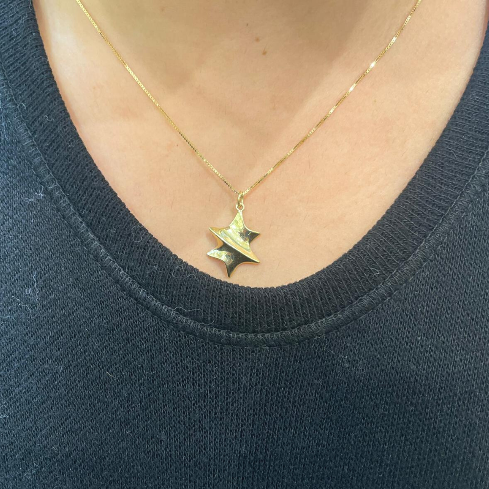 Contemporary Star of David Pendant in 14K Yellow Gold