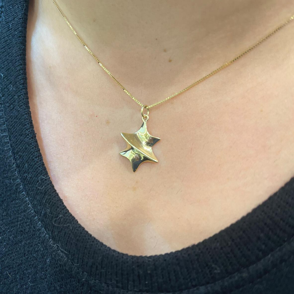 Contemporary Star of David Pendant in 14K Yellow Gold