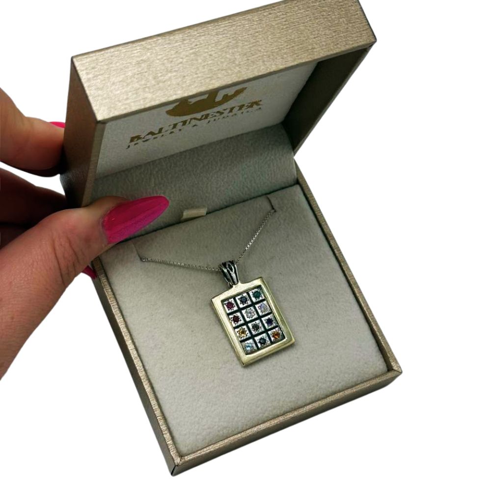 Hoshen Pendant Necklace in Sterling Silver & 9K Gold