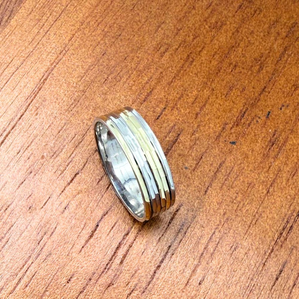 Two Tone 14K Gold Wedding Ring 8mm Unisex Gold Band
