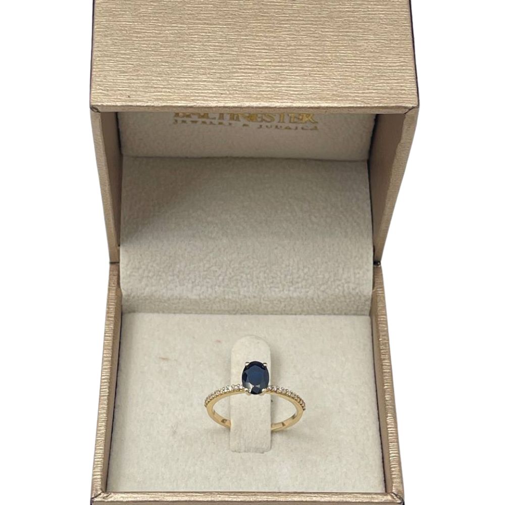 14K Yellow Gold Sapphire & Diamond Ring