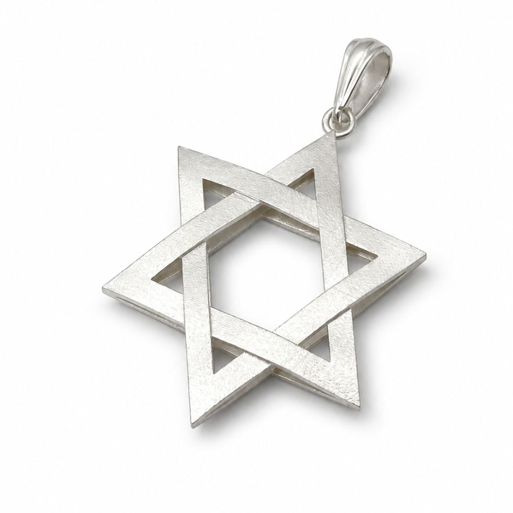 Sterling Silver 3D Star of David Pendant Magen David Charm