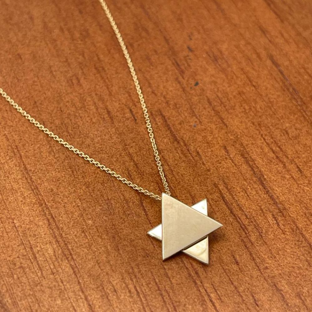 Movable Star of David Necklace in 14K Yellow Gold