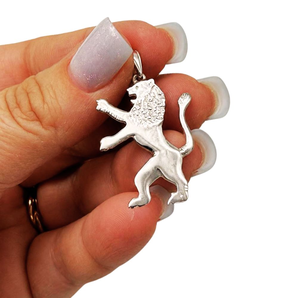 Rising Lion of Judah Pendant in Sterling Silver