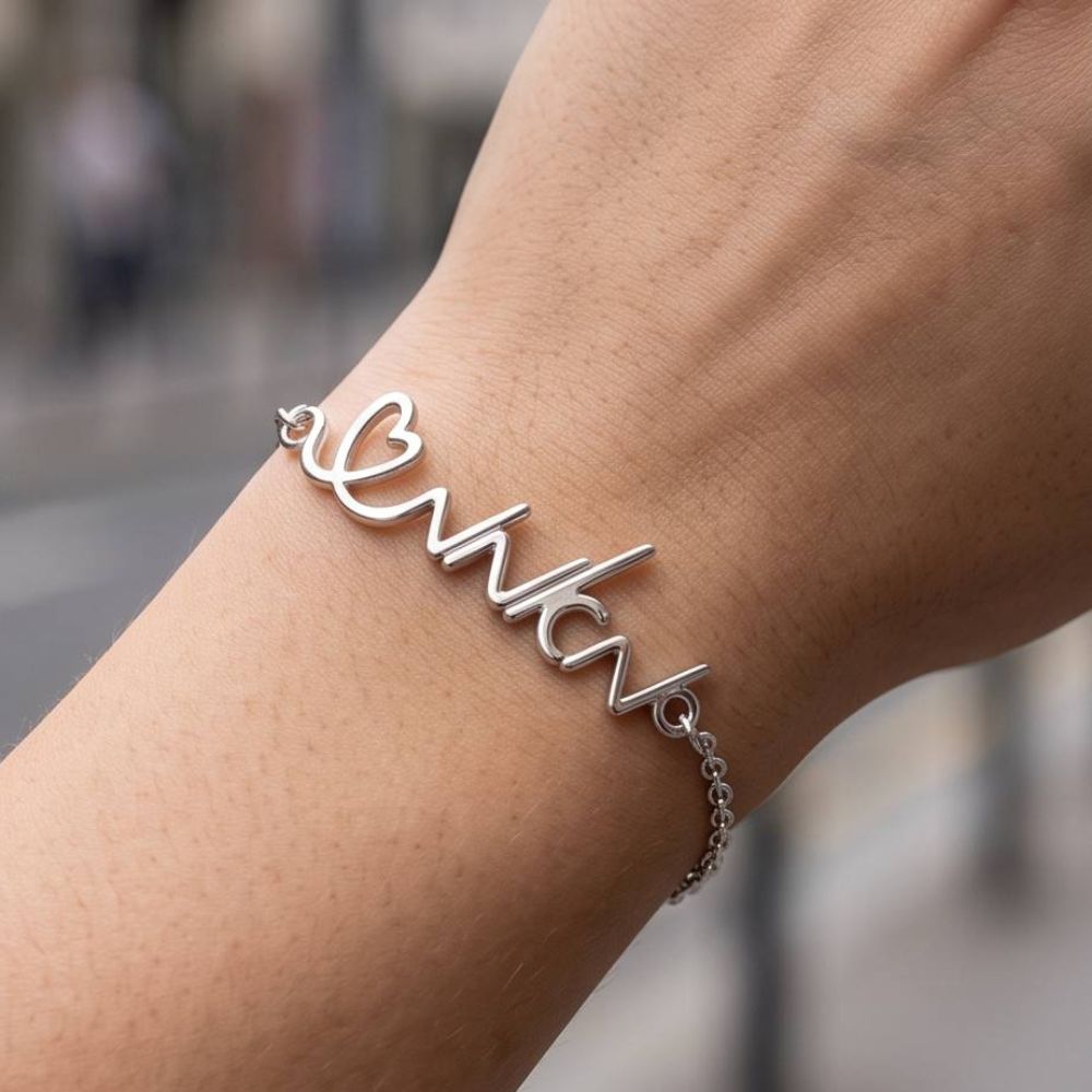 Personalized Sterling Silver Name Bracelet – Custom Script Name