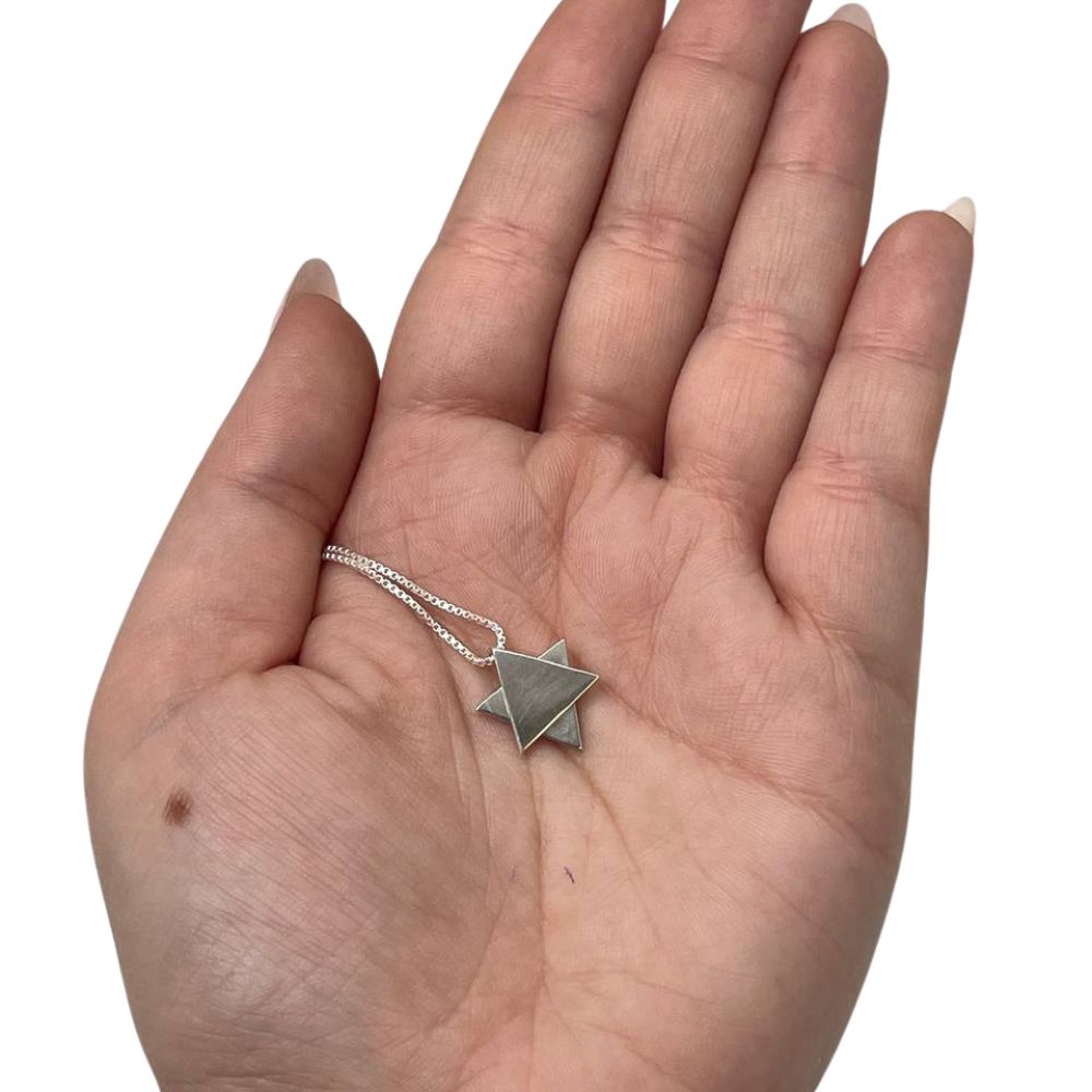 Star of David Necklace in Sterling Silver Movable Triangle