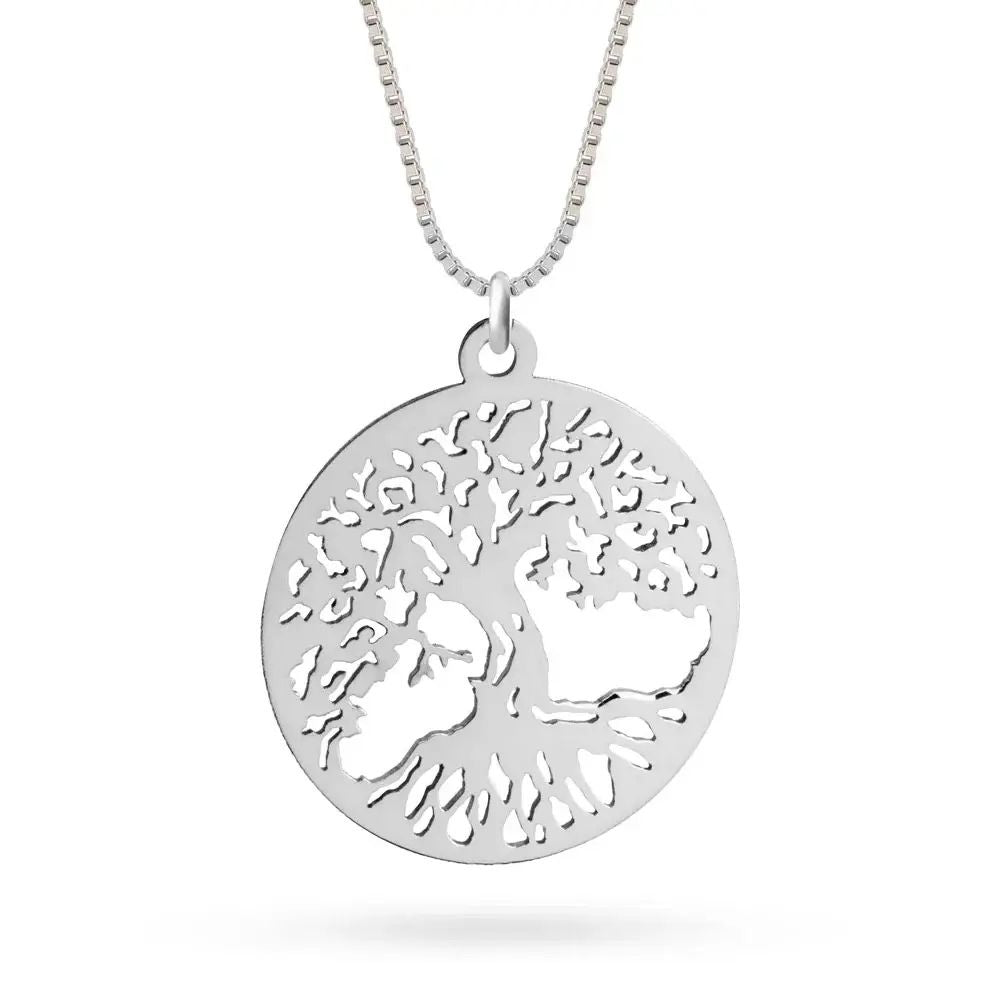 Tree of Life Necklace in Sterling Silver with Box Chain