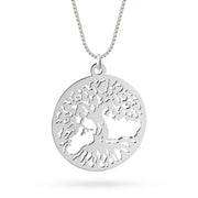 Tree of Life Necklace in Sterling Silver with Box Chain