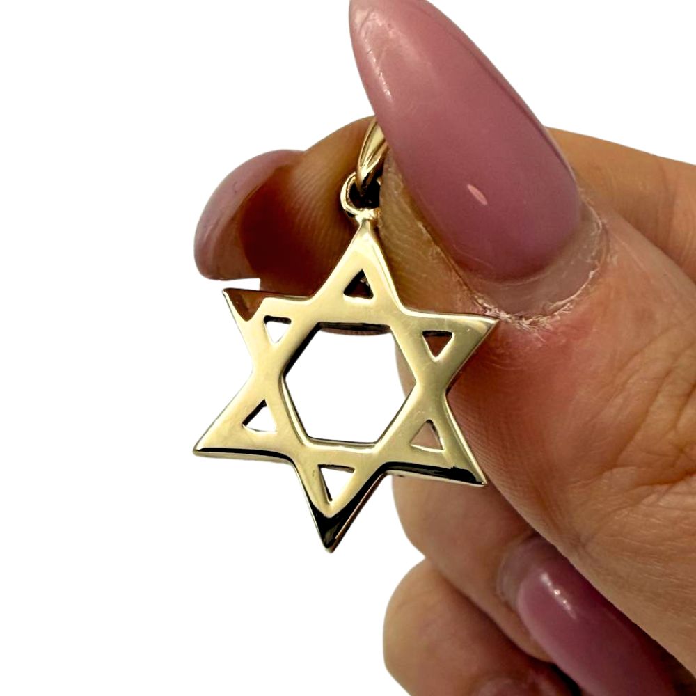 14k Gold Smooth Star of David Pendant
