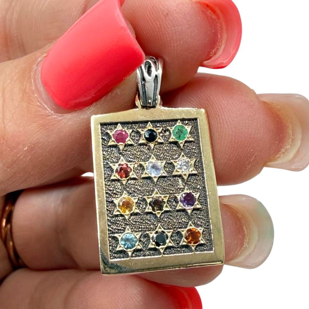 Sterling Silver & 9K Gold Hoshen Pendant Necklace