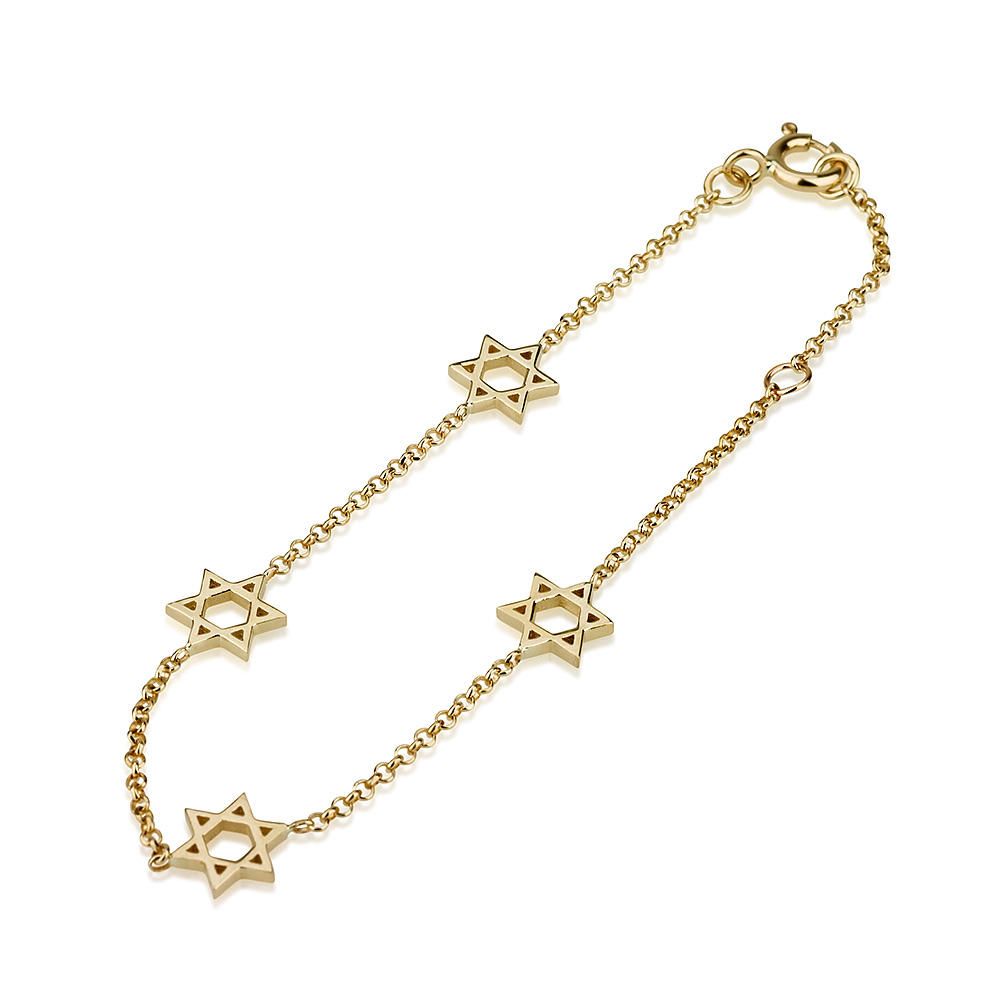 14K Gold Charm Bracelet with Star of David