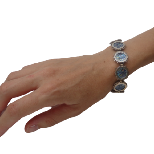 Sterling Silver Roman Glass Sun Bracelet