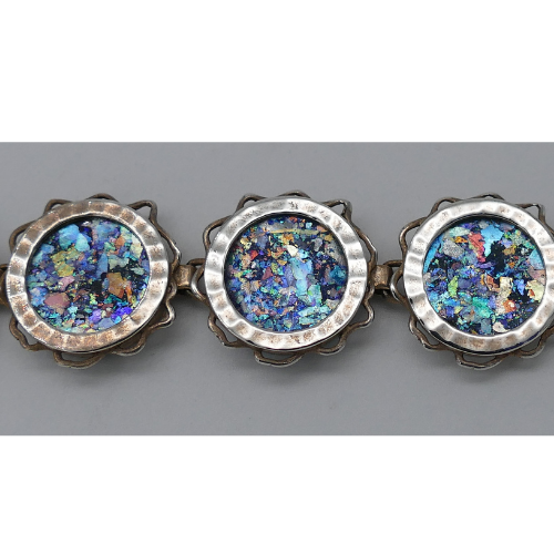 Sterling Silver Roman Glass Sun Bracelet