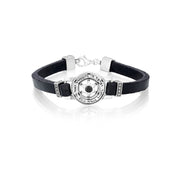 Silver and Leather Onyx Kabbalah Bracelet