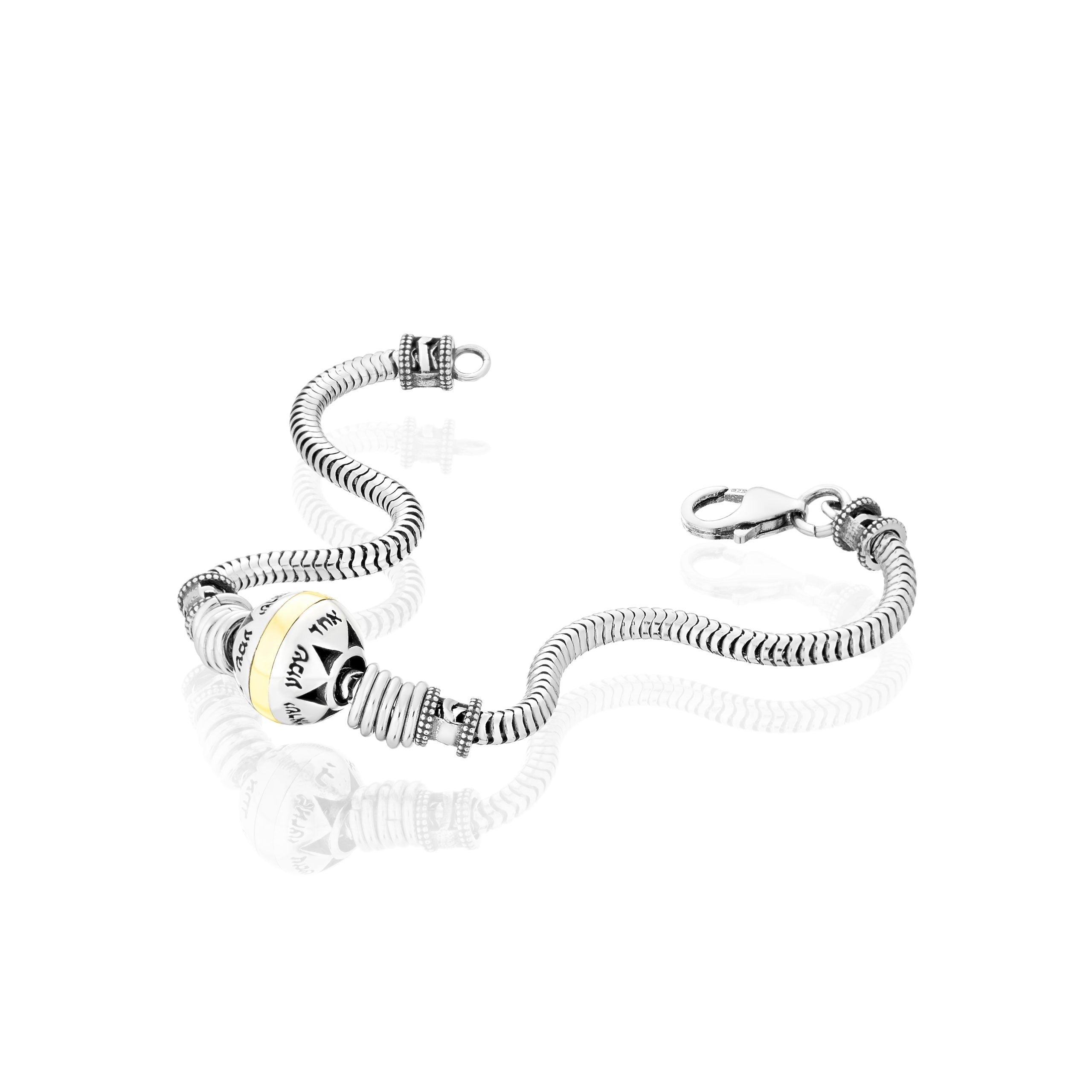 Silver and Gold Shema Kabbalah Bracelet