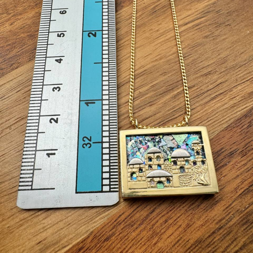 Jerusalem Necklace with Roman Glass in 14K Gold