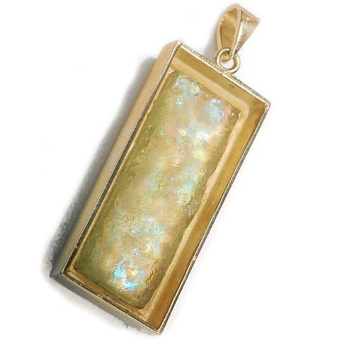 14k Gold Yemenite Roman Glass Mezuzah Pendant