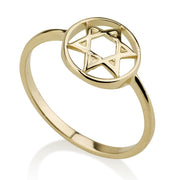 14K Yellow Gold Encircled Star of David Ring
