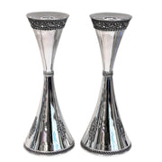 Hourglass Shaped Tall Sterling Silver Candlesticks