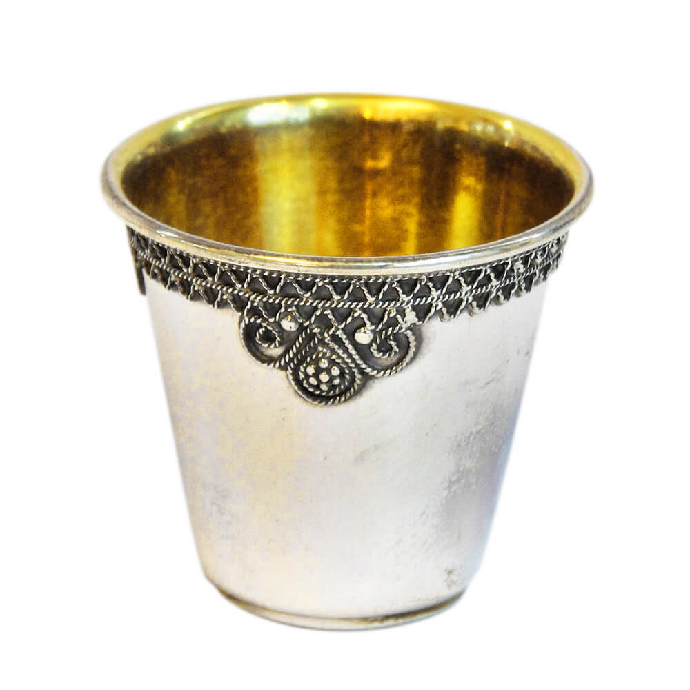 Elegant Filigree Silver Liqueur Cup