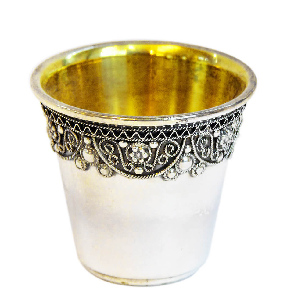 Silver Filigree Adorned Liqueur Cup
