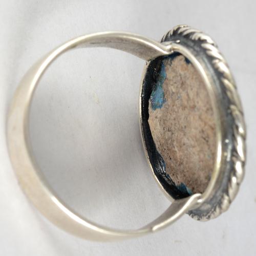 Silver Roman Glass Rope Frame Circular Ring