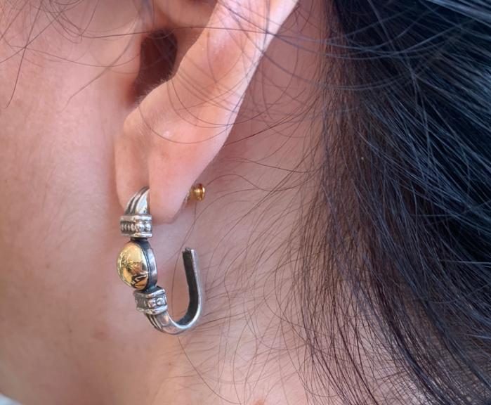 Silver and 14k Gold Hook Earrings