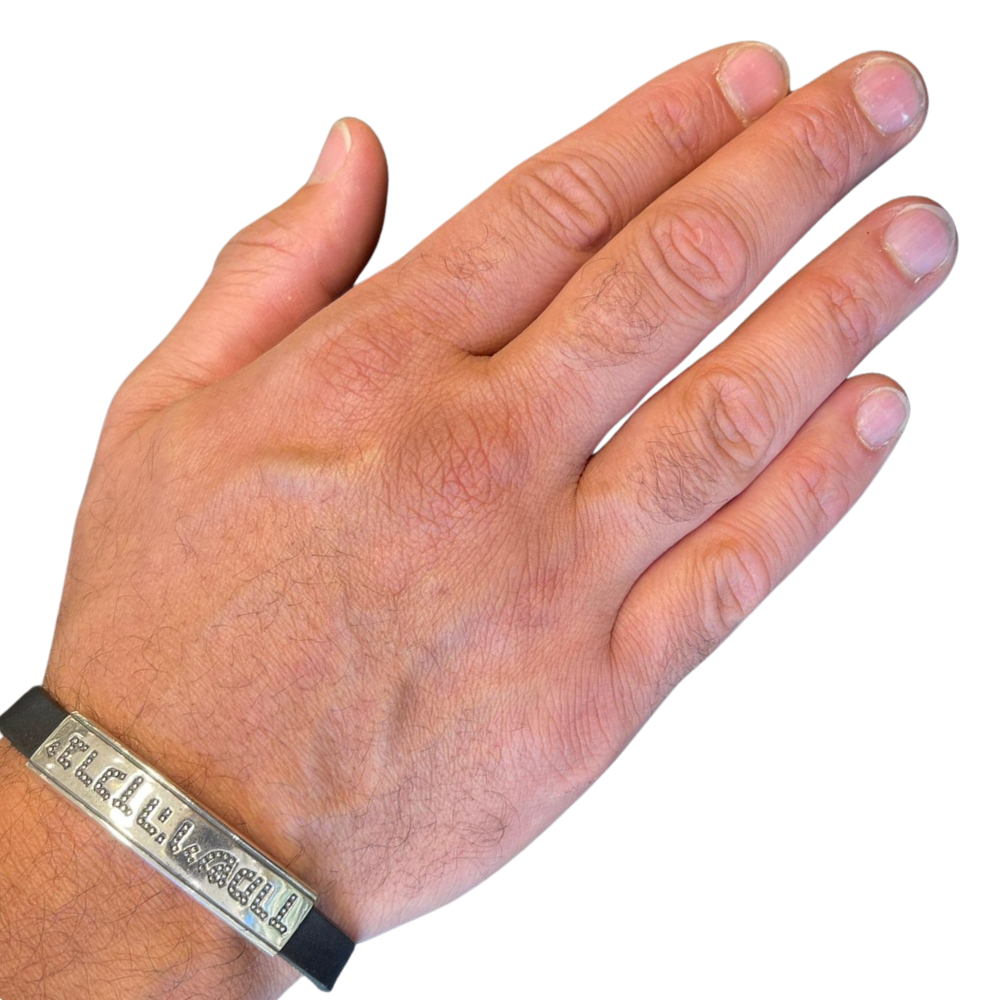 Priestly Blessing Bracelet in Leather and CZ Studded Silver