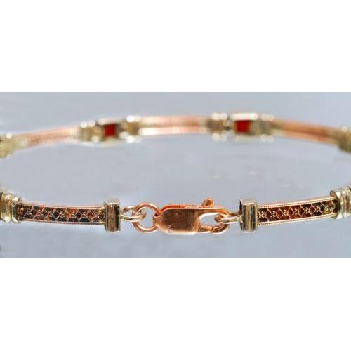 14K Yellow, White, and Rose Gold Garnet Bracelet